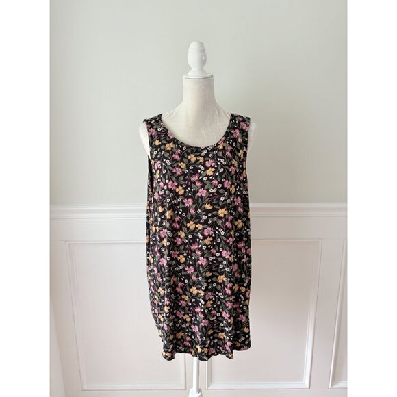 Old Navy Luxe XXL Floral Tank Top Black With Pink & Yellow Flowers Sleeveless So - Picture 4 of 7